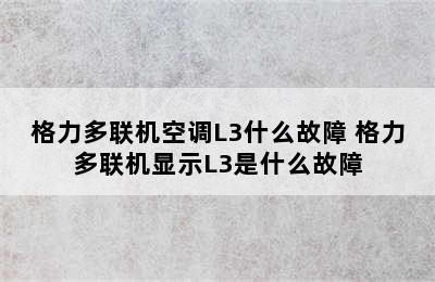 格力多联机空调L3什么故障 格力多联机显示L3是什么故障